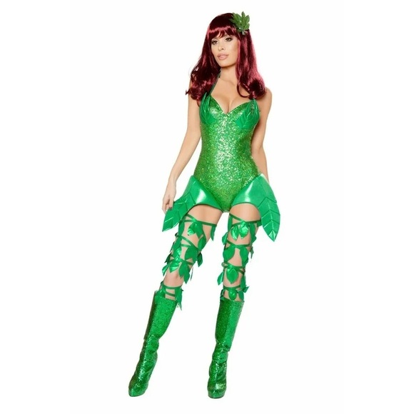 Emerald Sequin Leaf Bodysuit - Picture 1 of 2